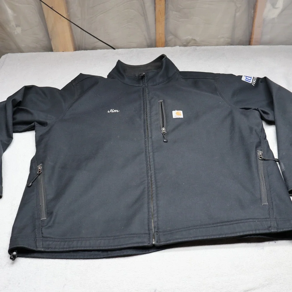 Carhartt Jacket Mens XL Black Canvas Quick Duck Rugged Full Zip Work LOGO‎